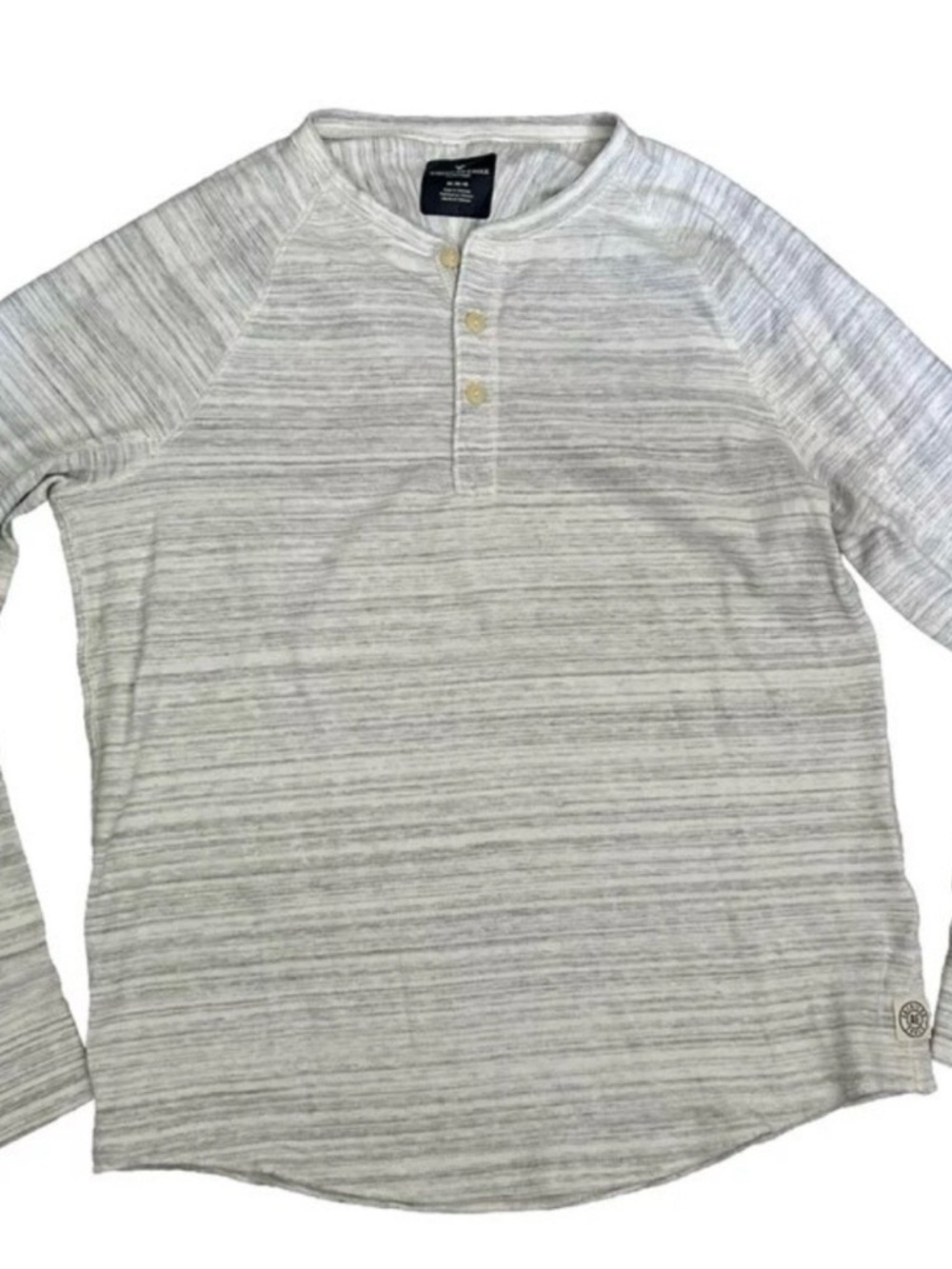 Men’s American Eagle Grey Henley Long Sleeve Shirt Size Medium